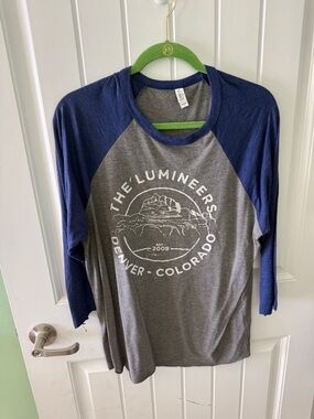 Lumineers Gray Body with Navy Trim Baseball Tee